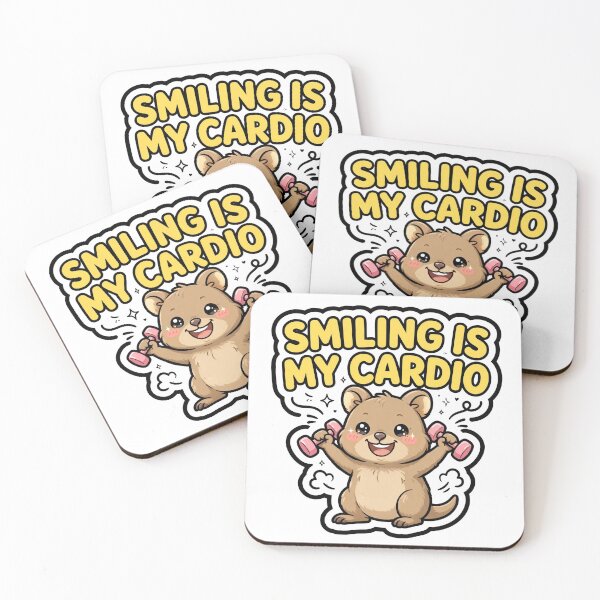 Item preview, Happy Quokka Lifting Dumbbells Smiling Is My Cardio Sticker designed and sold by xiaoxiaochibi.