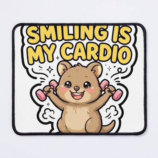 Item preview, Happy Quokka Lifting Dumbbells Smiling Is My Cardio Sticker designed and sold by xiaoxiaochibi.