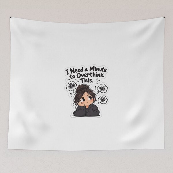 Item preview, Kawaii Cute Overthinker Girl Funny Quote designed and sold by amineshop.
