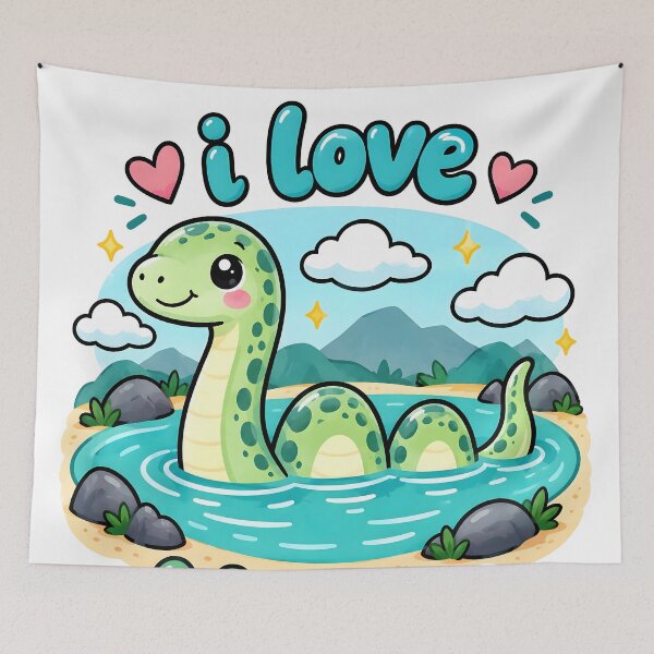 Item preview, Cute Kawaii Loch Ness Monster Art Print  designed and sold by Pure Craft.