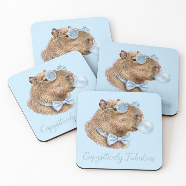 Item preview, Capysitively Fabulous Blue Capybara - Cute Blue Coquette designed and sold by Vibe-Vary.