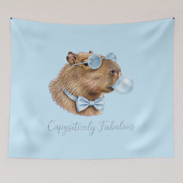 Item preview, Capysitively Fabulous Blue Capybara - Cute Blue Coquette designed and sold by Vibe-Vary.