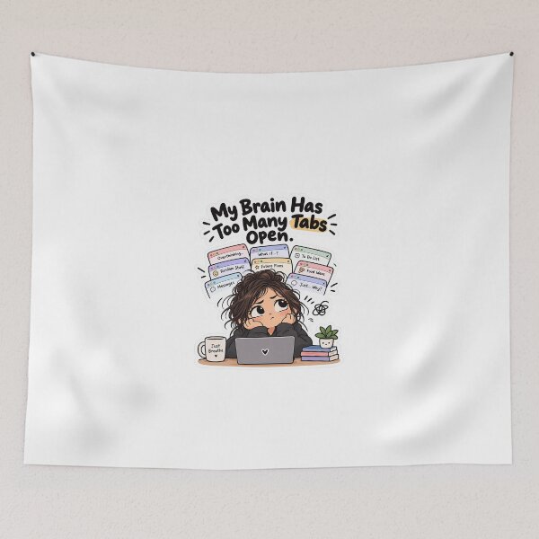 Item preview, Kawaii Cute Overthinker Girl Funny Quote designed and sold by amineshop.