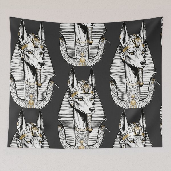 Item preview, Minimalist Anubis: Ancient Egypt Fine Line Tattoo Art designed and sold by GodsMonsterss.