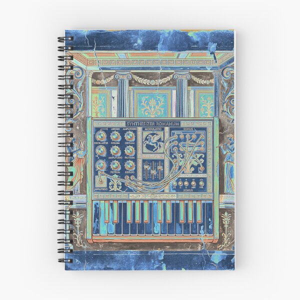 Item preview, Neon Blueprint Synthesizer Romanum - Cyber Antiquity Art designed and sold by codex antique.