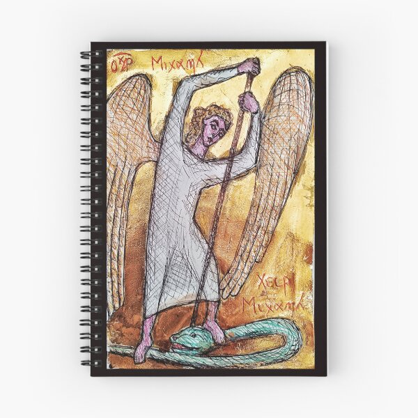 Item preview, Archangel Michael Byzantine Icon - Ballpoint Pen & Gold Leaf Art designed and sold by VintageManiac.
