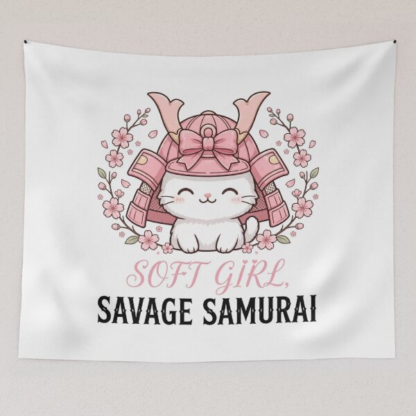Item preview, Soft Girl Savage Samurai Cute Cat Kawaii Japanese Anime Art* designed and sold by zwnexura.