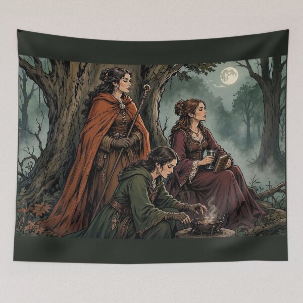 Item preview, Three Witches of the Autumn Wood designed and sold by Roberta Calabrese.