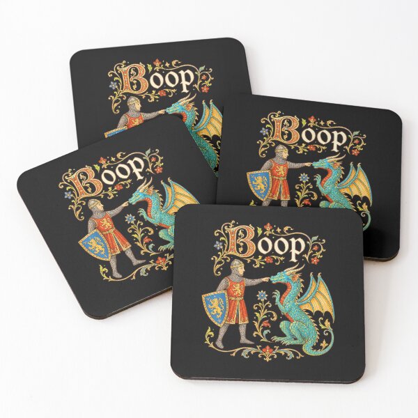 Item preview, Medieval Boop Knight And Dragon Illuminated Manuscript Art designed and sold by YasuoShop.