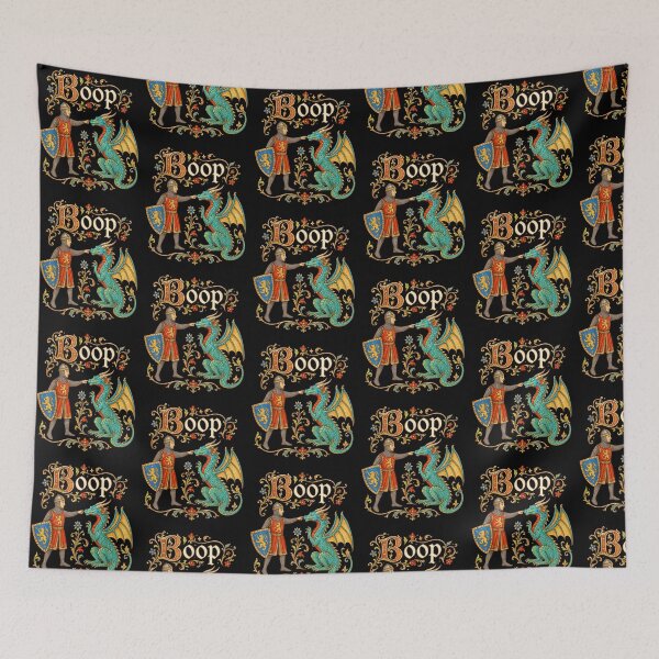 Item preview, Medieval Boop Knight And Dragon Illuminated Manuscript Art designed and sold by YasuoShop.