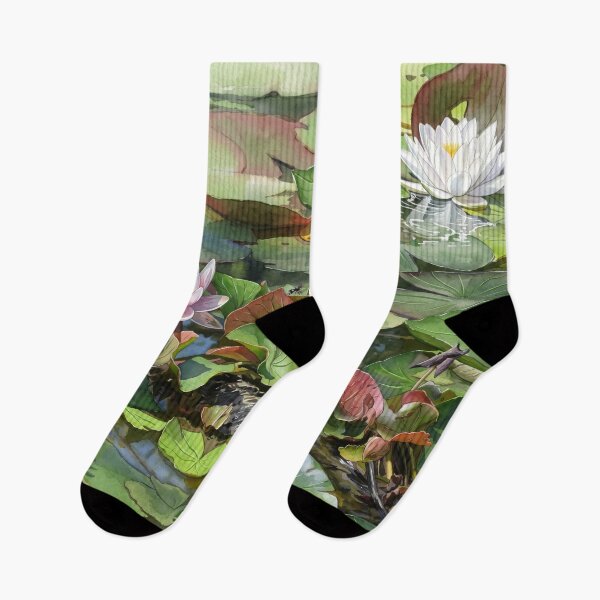 Item preview, Water Lilies  Lily Pads Botanical digital Watercolor Art  designed and sold by M.ALK.Watercolor.