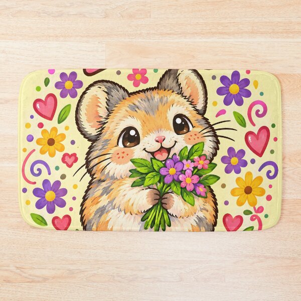 Item preview, Cute Pika Holding Flowers Kawaii Illustration designed and sold by Pure Craft.