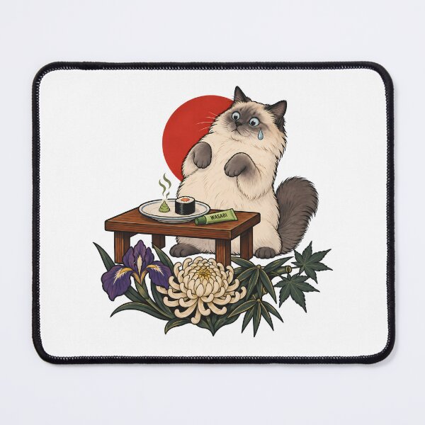 Item preview, Wasabi Shock Siames Cat Funny Japanese Ukiyo-e designed and sold by Old's Cool Cat Studio.