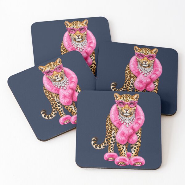 Item preview, Glam Leopard Pink Fur Rhinestone Big Cat Art designed and sold by AmiGraph.