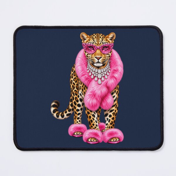 Item preview, Glam Leopard Pink Fur Rhinestone Big Cat Art designed and sold by AmiGraph.