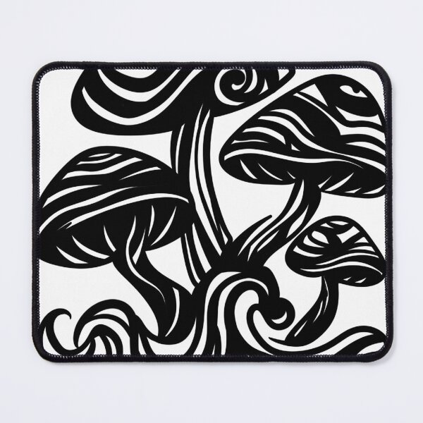 Item preview, Psychedelic Trippy Mushrooms Line Art — Linocut Woodland Fungi designed and sold by LYAN-STORE.