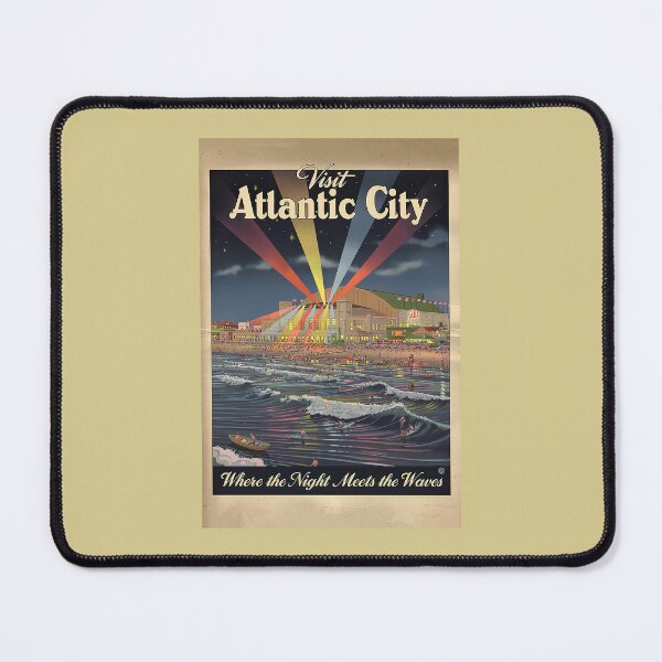 Item preview, Visit Atlantic City Travel Poster - Where the Night Meets the Waves designed and sold by ArtworkNorth.