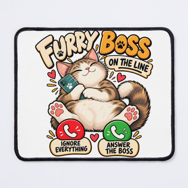 Item preview, Furry Boss On The Line – Funny Cat Phone Cat Lover Design designed and sold by Spyshirt.
