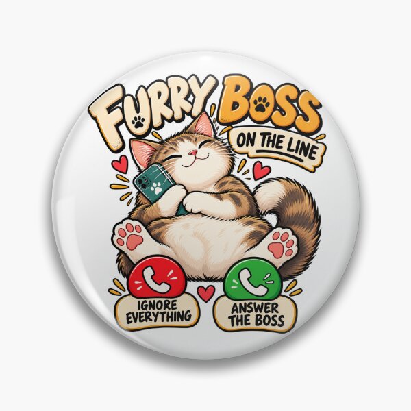 Item preview, Furry Boss On The Line – Funny Cat Phone Cat Lover Design designed and sold by Spyshirt.