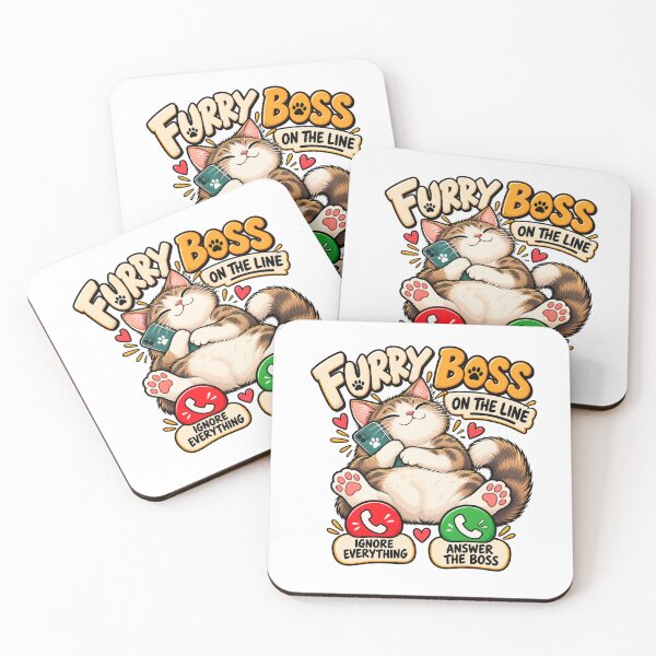 Item preview, Furry Boss On The Line – Funny Cat Phone Cat Lover Design designed and sold by Spyshirt.