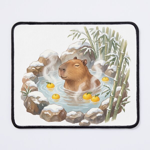 Item preview, Capybara Relaxing in a Hot Spring with Yuzu designed and sold by mindshocker.
