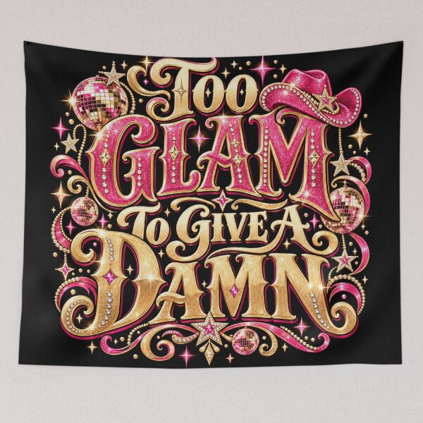 Item preview, Too Glam To Give A Damn | Luxe Disco Cowgirl Rhinestone Glam Western T-Shirt designed and sold by K3DreamKreations .