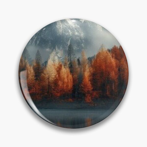 Item preview, Majestic Snow Peak Mountain with Autumn Forest Lake Reflection Art designed and sold by LYAN-STORE.