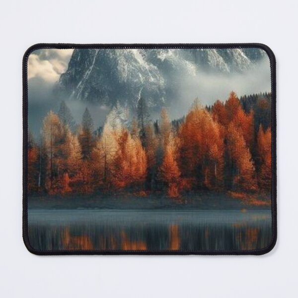 Item preview, Majestic Snow Peak Mountain with Autumn Forest Lake Reflection Art designed and sold by LYAN-STORE.