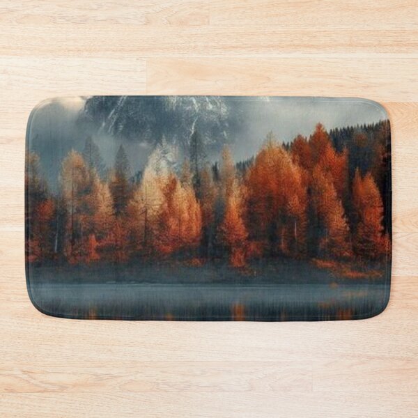 Item preview, Majestic Snow Peak Mountain with Autumn Forest Lake Reflection Art designed and sold by LYAN-STORE.