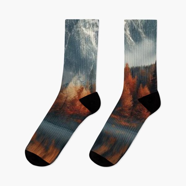 Item preview, Majestic Snow Peak Mountain with Autumn Forest Lake Reflection Art designed and sold by LYAN-STORE.