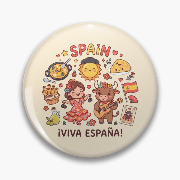 Item preview, Cute Spain Cultural Icons Viva Espana Flamenco Paella Bull designed and sold by Amir Faysal.
