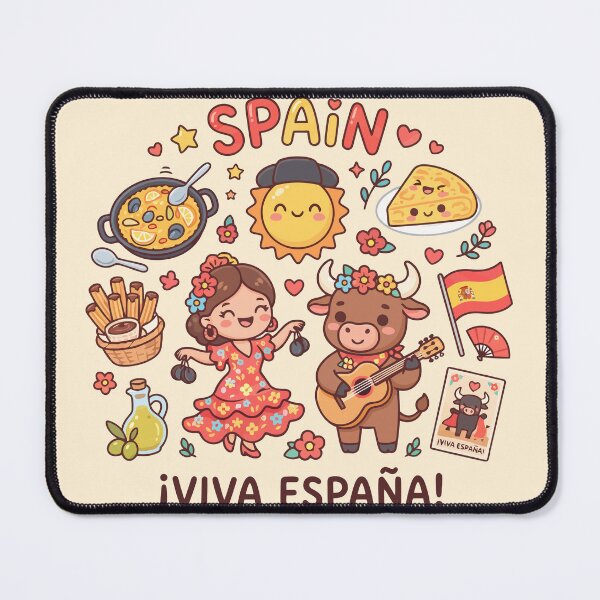Item preview, Cute Spain Cultural Icons Viva Espana Flamenco Paella Bull designed and sold by Amir Faysal.