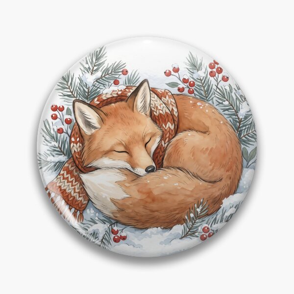 Item preview, Winter Fox with Scarf in Snow Woodland Art designed and sold by mindshocker.