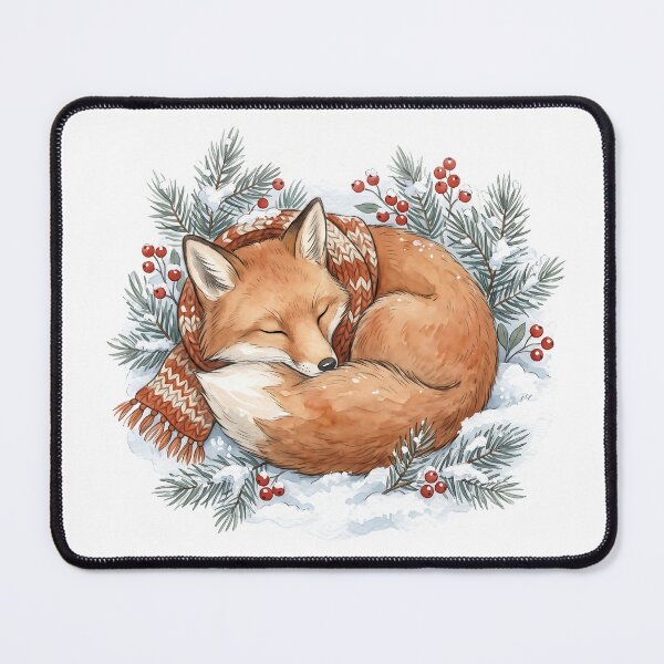 Item preview, Winter Fox with Scarf in Snow Woodland Art designed and sold by mindshocker.