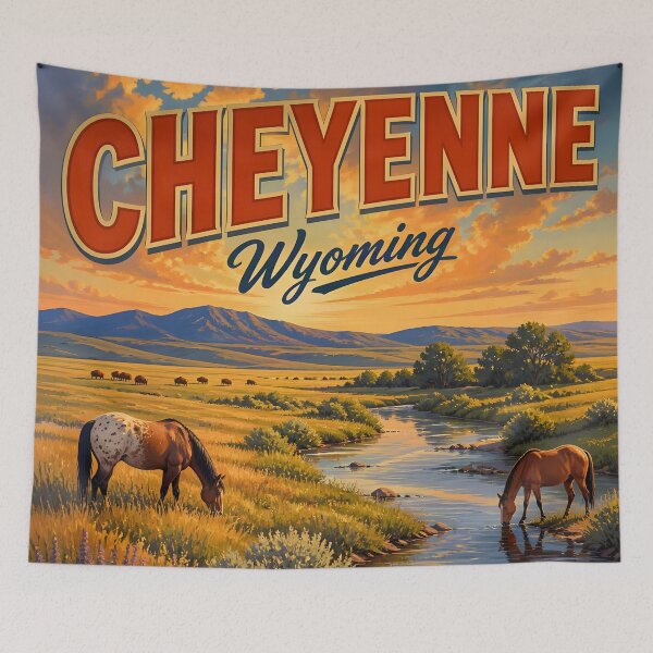 Item preview, Cheyenne, Wyoming: Vintage-Style Painterly Travel Poster designed and sold by LSVart.