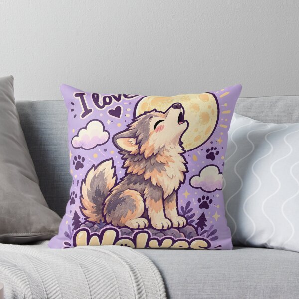 Item preview, Cute Kawaii Little Wolf Howling at Moon designed and sold by Pure Craft.