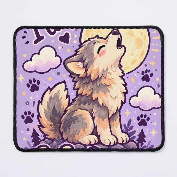 Item preview, Cute Kawaii Little Wolf Howling at Moon designed and sold by Pure Craft.