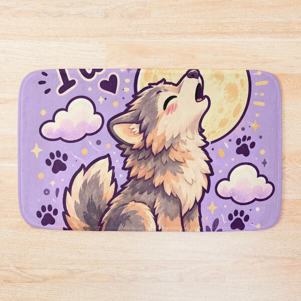 Item preview, Cute Kawaii Little Wolf Howling at Moon designed and sold by Pure Craft.