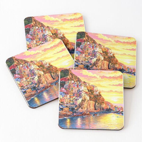 Item preview, Italy — Cinque Terre — A Glowing Mediterranean Sunset Above the Italian Coast designed and sold by DibujandoPorfa.