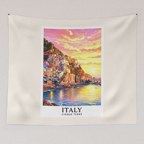 Item preview, Italy — Cinque Terre — A Glowing Mediterranean Sunset Above the Italian Coast designed and sold by DibujandoPorfa.