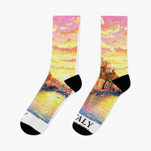 Item preview, Italy — Cinque Terre — A Glowing Mediterranean Sunset Above the Italian Coast designed and sold by DibujandoPorfa.
