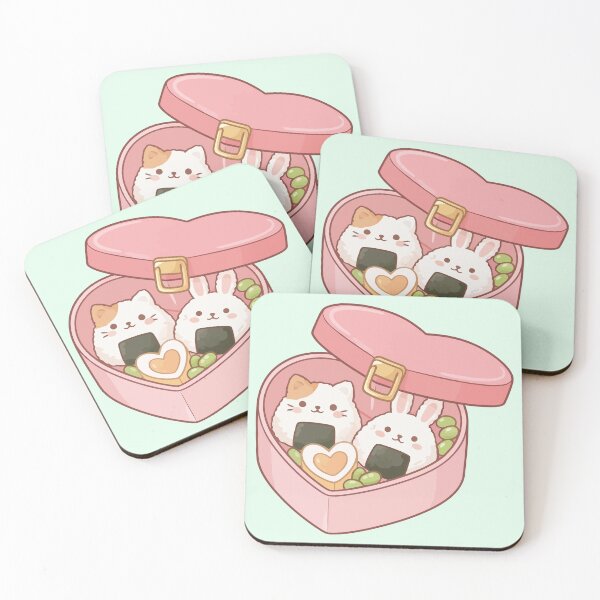 Item preview, Cute Heart Bento Box Kawaii Cat Rabbit Onigiri Rice Balls designed and sold by Amir Faysal.