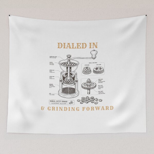 Item preview, Dialed In Manual Coffee Grinder Retro Blueprint Illustration designed and sold by wildsilencee.