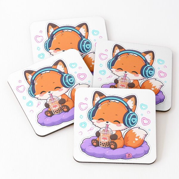 Item preview, Cute Kawaii Fox Drinking Boba Tea - Cozy Lo-Fi Gaming Mascot designed and sold by printozaShop⭐️⭐️⭐️⭐️.