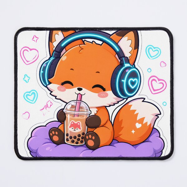 Item preview, Cute Kawaii Fox Drinking Boba Tea - Cozy Lo-Fi Gaming Mascot designed and sold by printozaShop⭐️⭐️⭐️⭐️.