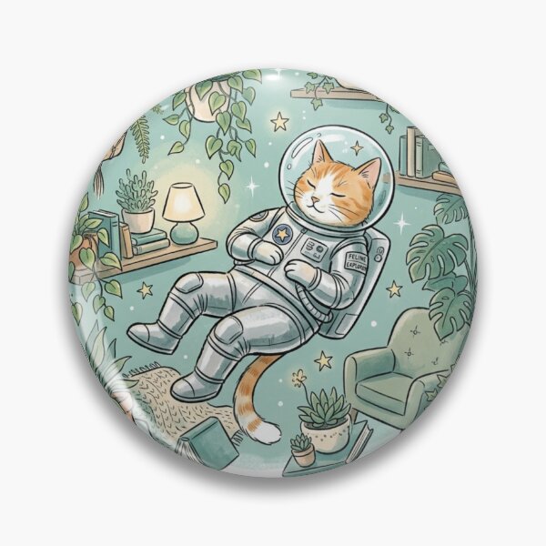 Item preview, My Own Orbit - Cute Astronaut Cat In Plant Room Art designed and sold by Sanan Israyilli.