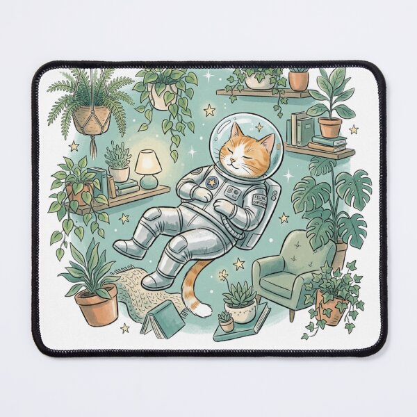 Item preview, My Own Orbit - Cute Astronaut Cat In Plant Room Art designed and sold by Sanan Israyilli.