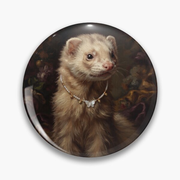 Item preview, Regal Cream Ferret with Pearl Butterfly Necklace designed and sold by Real Beast Art.