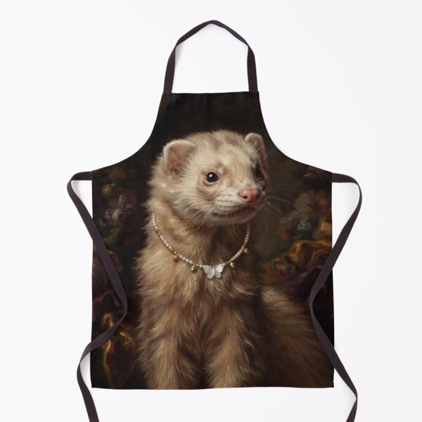 Item preview, Regal Cream Ferret with Pearl Butterfly Necklace designed and sold by Real Beast Art.