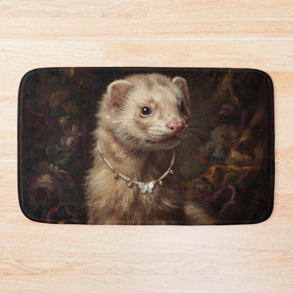Item preview, Regal Cream Ferret with Pearl Butterfly Necklace designed and sold by Real Beast Art.